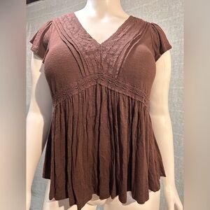 Torrid Women's Brown V-Neck Empire Waist Top